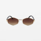 Sunglasses with gold  frame and brown  lenses on a white background