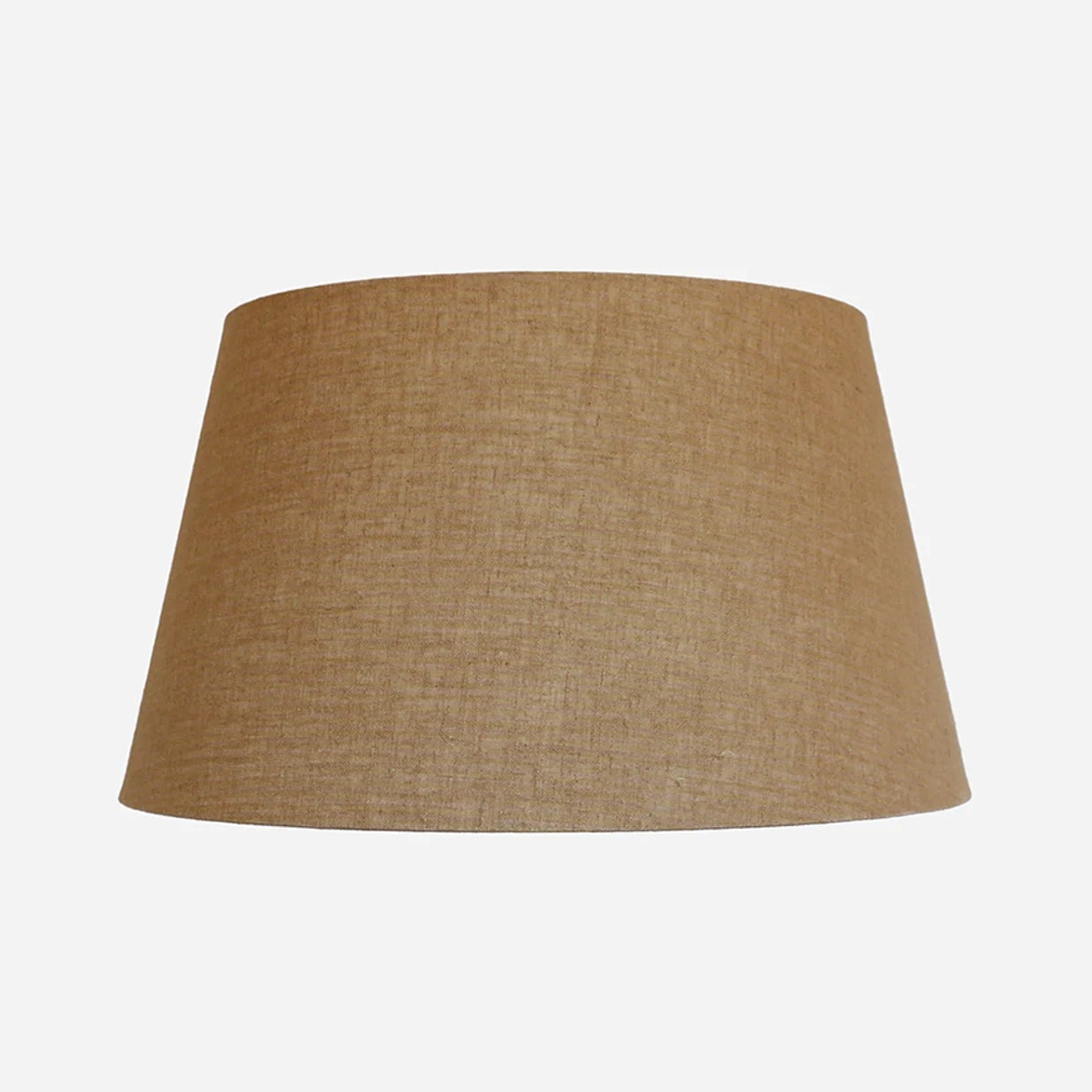 Lampshade measures 41cm Diameter in a tapered drum shape. Maed from Old Gold coloured Linen at Cerise