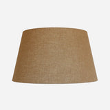 Lampshade measures 41cm Diameter in a tapered drum shape. Maed from Old Gold coloured Linen at Cerise
