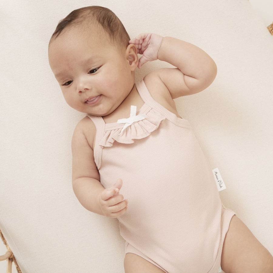 Petal Rib Singlet Onsie Pink