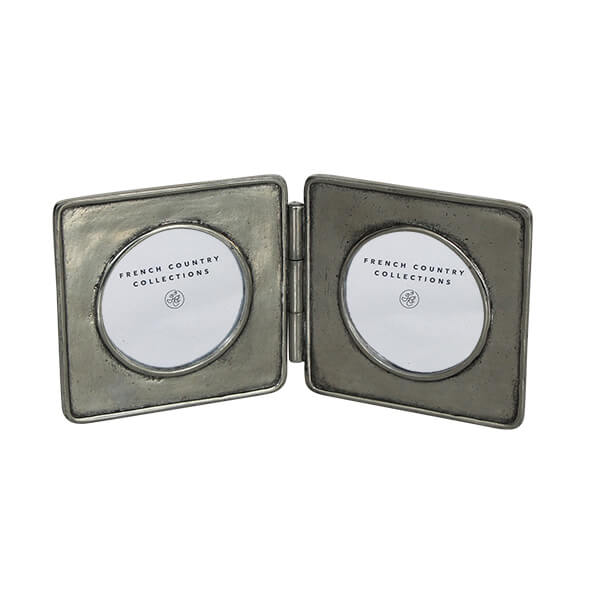 Pewter Double round photo frame