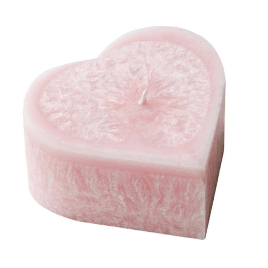 Pink Peony Rose Granite Heart Candle