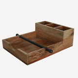 Wooden serviette and cutlery holder