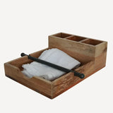 Wooden serviette and cutlery holder
