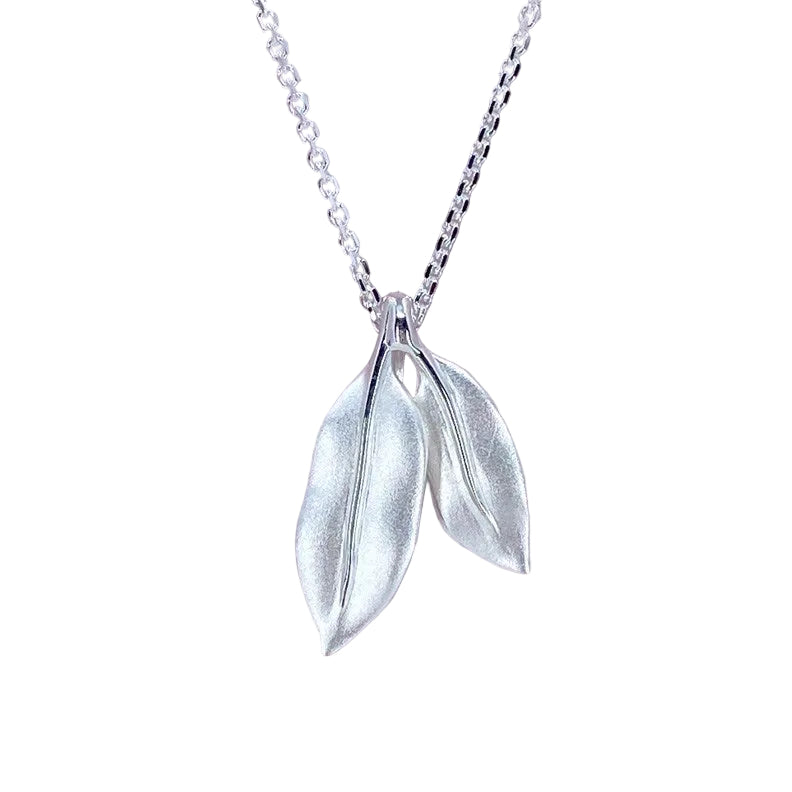 Silver NZ Jewellery Necklace with Pohutukawa Leaves pendant