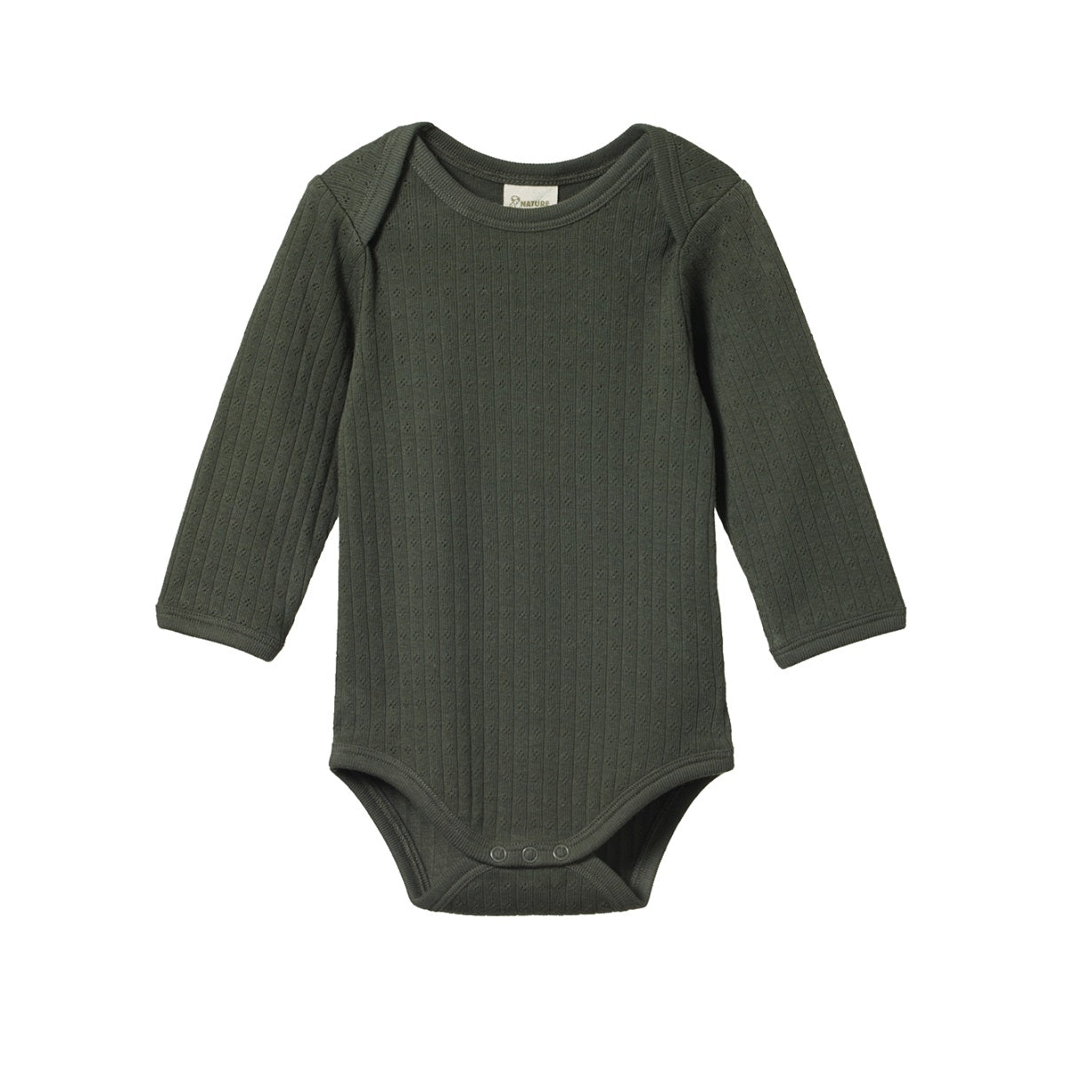 Cotton Pointelle Body suit in Thyme