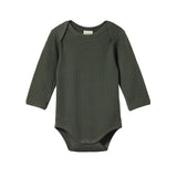 Cotton Pointelle Body suit in Thyme