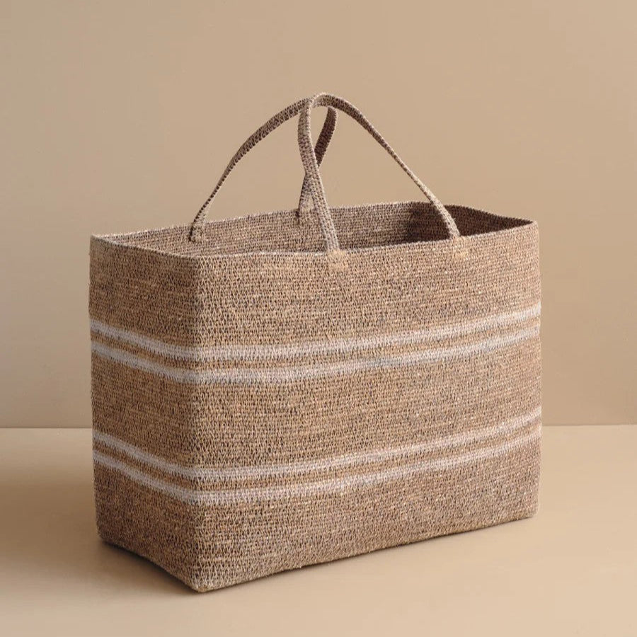Clay coloured woven seagrass basket