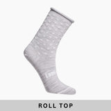 Grey Sock with white crosses and lamington brand on the front of foot