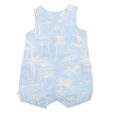 Light blue rompr with white all over palm tree pattern