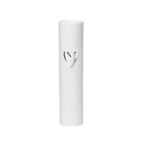 White Heart Vase with Silver Heart