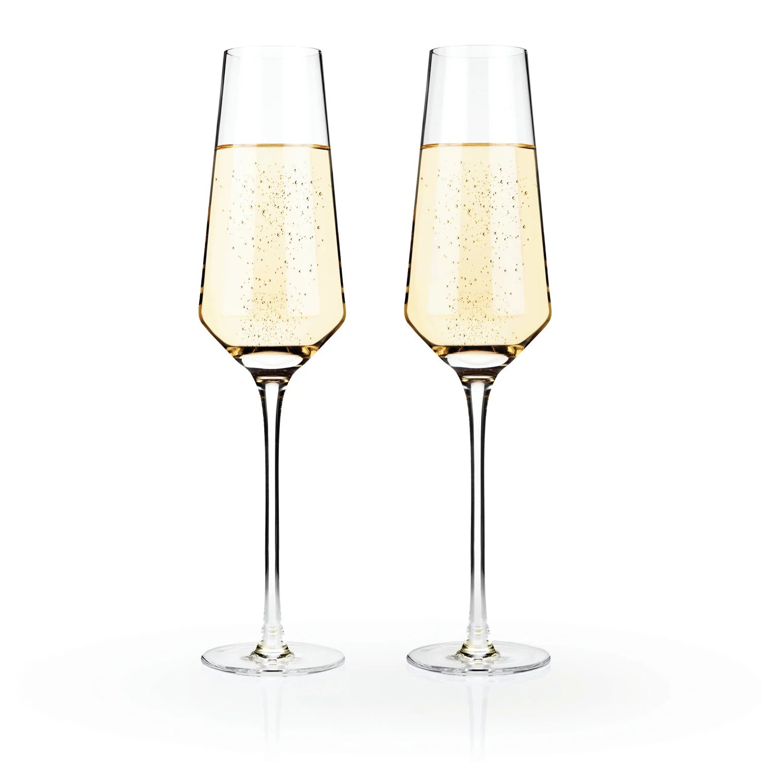 Set of 2 Crystal champagne flutes with angled bottom