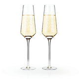 Set of 2 Crystal champagne flutes with angled bottom