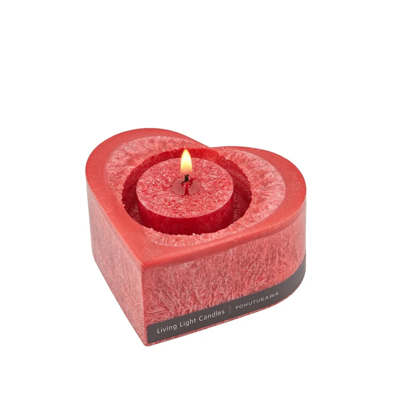 Red Pohutukawa ranite Heart Candle