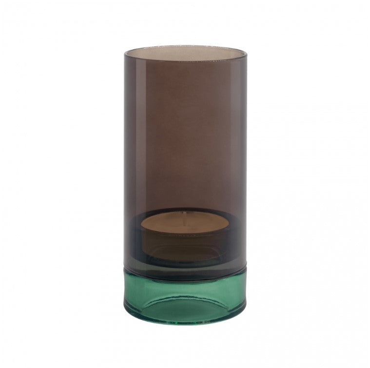 Featuring 3 beautiful colorways, this lantern is not only stunning but also versatile - simply flip it over to switch up the ambiance and create a different look.  This one is Brown and Green