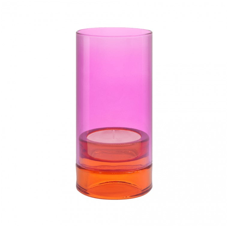 Featuring 3 beautiful colorways, this lantern is not only stunning but also versatile - simply flip it over to switch up the ambiance and create a different look. This one is pink and orange