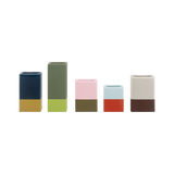 This Set of five Remember porcelain colour dipped Mini Vases at Cerise come in different colours and sizes and look amazing with one or two flowers or simply displayed as they are.  the tallest is 75mm and the shortest 38mm