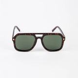 Sunglasses with a black and tort frame