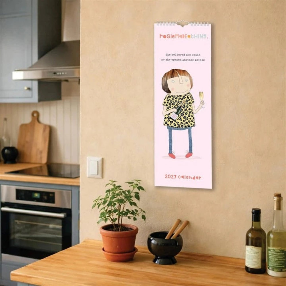 Add some humour to your everyday planning with the Rosie Made a Thing 2027 Slim Calendar from Cerise— a space-saving, smile-inducing calendar and an easy gift to send through the post. Spiral bound with metal hanging loop.
