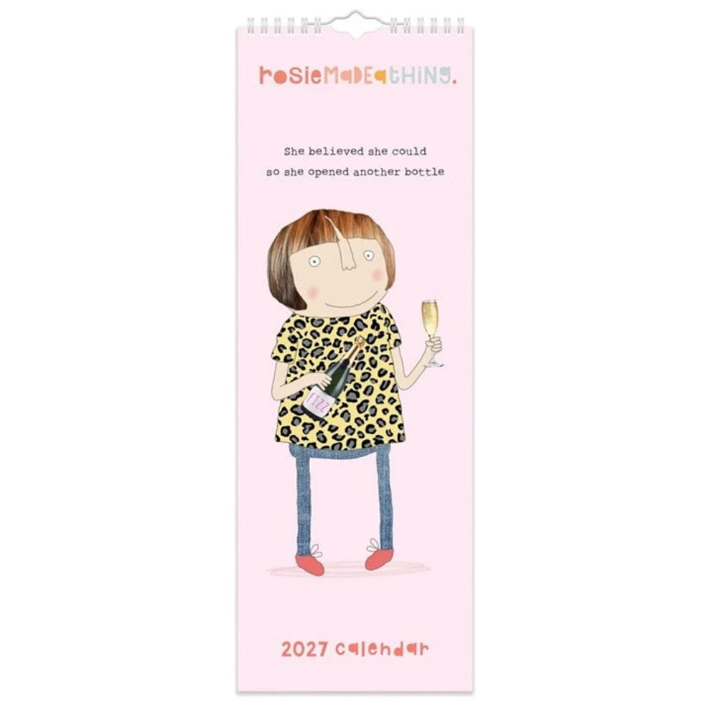 Add some humour to your everyday planning with the Rosie Made a Thing 2027 Slim Calendar from Cerise — a space-saving, smile-inducing calendar and an easy gift to send through the post.  Perfect for kitchens, offices, bedrooms, hallways and workspaces. 12 month calendar with a different Rosie made a Thing illustration on each month.