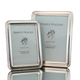 Sterling silver photo frame with rounded edges showing 2 sizes
