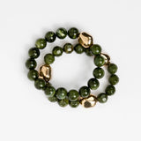 Bracelet Green Agate and Gold Beads | Set of 2 | Stella + Gemma
