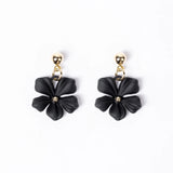Earring Dangly Mini Flower Black