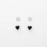 Earrings - Silver Set of 2 Stars & Hearts