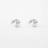 Silver earrings with double curved bars