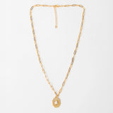 Necklace - Gold Medallion Pearl Centre