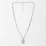 Necklace - Silver Medallion Pearl Centre
