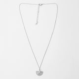 Necklace - Silver Half Circle with Crystal