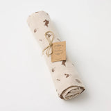 A beautiful organic muslin swaddle blanket and newborn essential from Over the Dandelions at Cerise Giftware.   Measures 120cm x 120cm, shown here in Woodlands design.