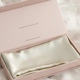 Champagne coloured silk pillowcase in gift box