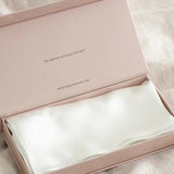 Pearl coloured silk pillowcase in gift box