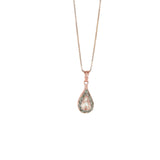 Simply Italian Bright Crystal Teardrop Pendant on a 45cm Chain.  Made from a sterling silver base and plated in 18K Rose Gold with stunning swarovski crystal.  Comes Giftboxed at Cerise.