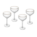 Sorrento Coupe ribbed glasses with gold rim  Set of 4