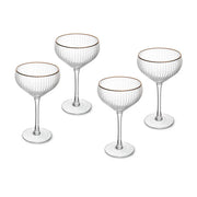 Sorrento Coupe ribbed glasses with gold rim  Set of 4