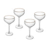 Sorrento Coupe ribbed glasses with gold rim  Set of 4