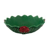 Green ceramic bowl with red strawberry detail