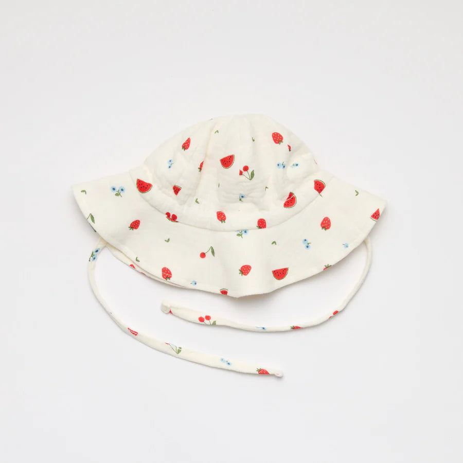 Natural coloured baby sunhat with watermelon print