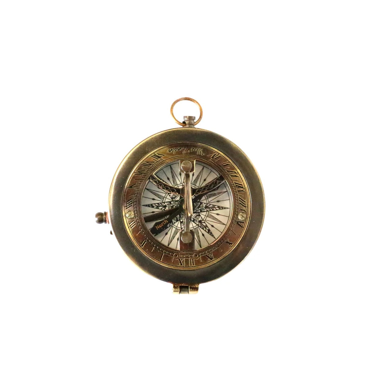 Vintage style sundial with compass made from brass.  A functional and classic gift at Cerise