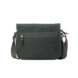 Troop London Nomad 440 Cross Body Bag at Cerise. Fully lined small travel bag with deep compartments, zip closure and phone compartment. Zip enclosure on back of bag. Measures H21 x W26 x D10cm. Made of waxed canvas, shown here in dark green.