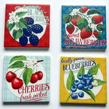 Vintage Berries Coasters | Set of 4