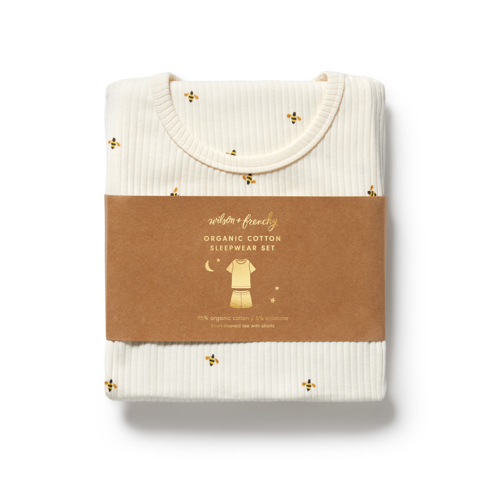 packaging of bee print shorty pyjamas