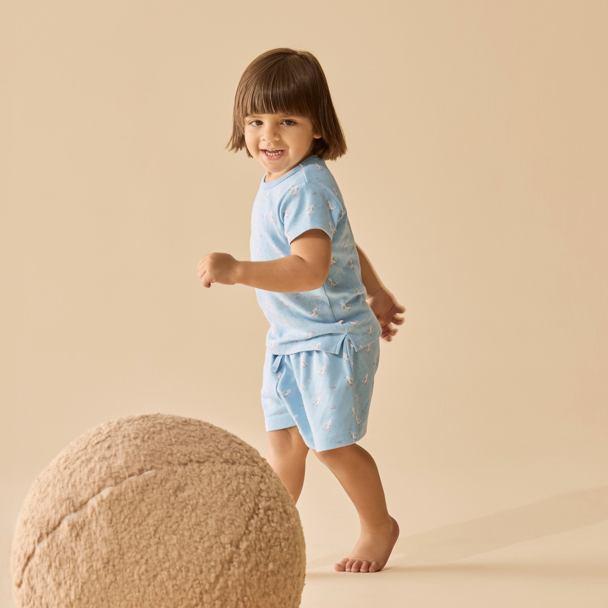 Child wearing short sleeved pyjama set