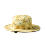 Yellow swim hat with lemon pattern on a white background