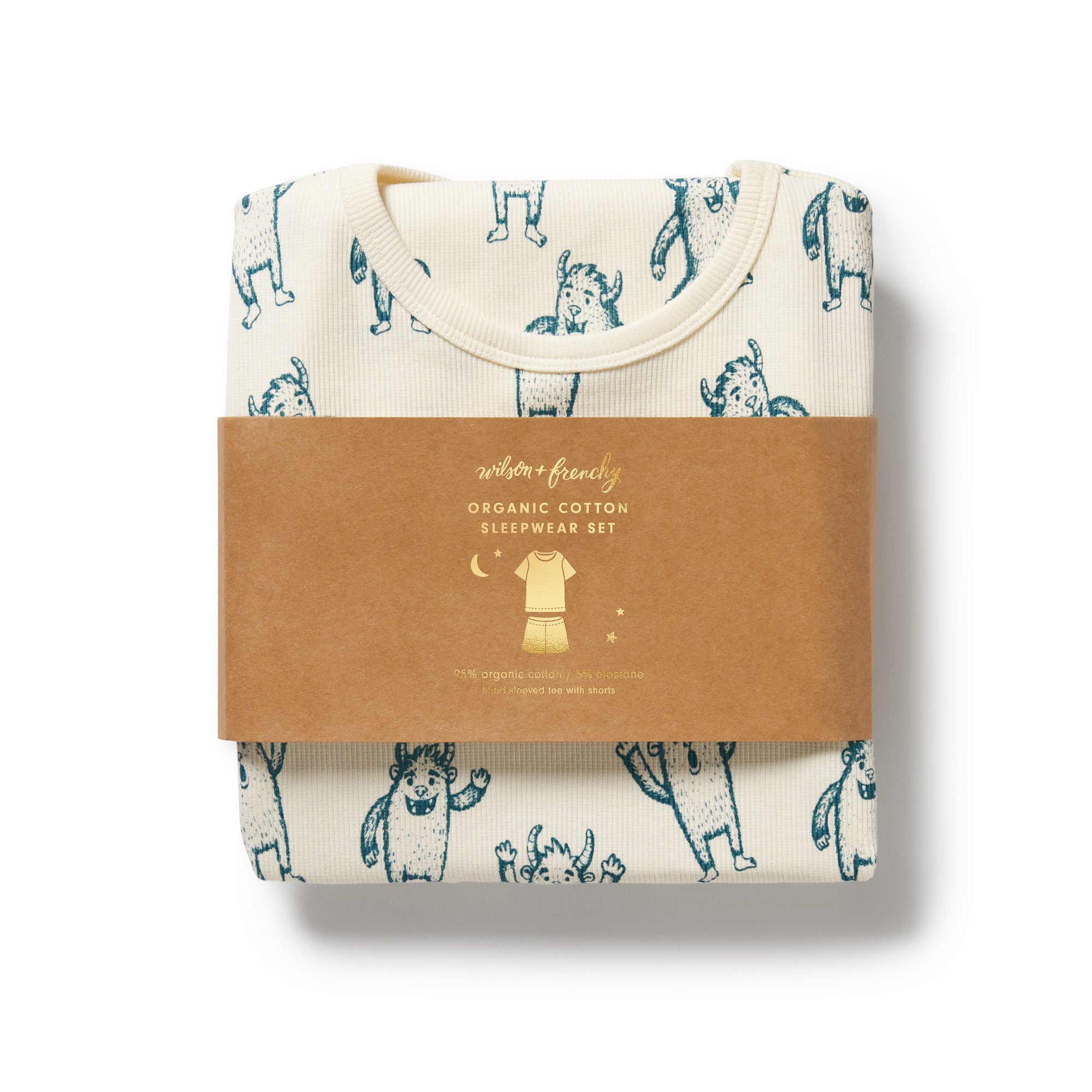 packaging of yeti patterned short sleeve pyjamas