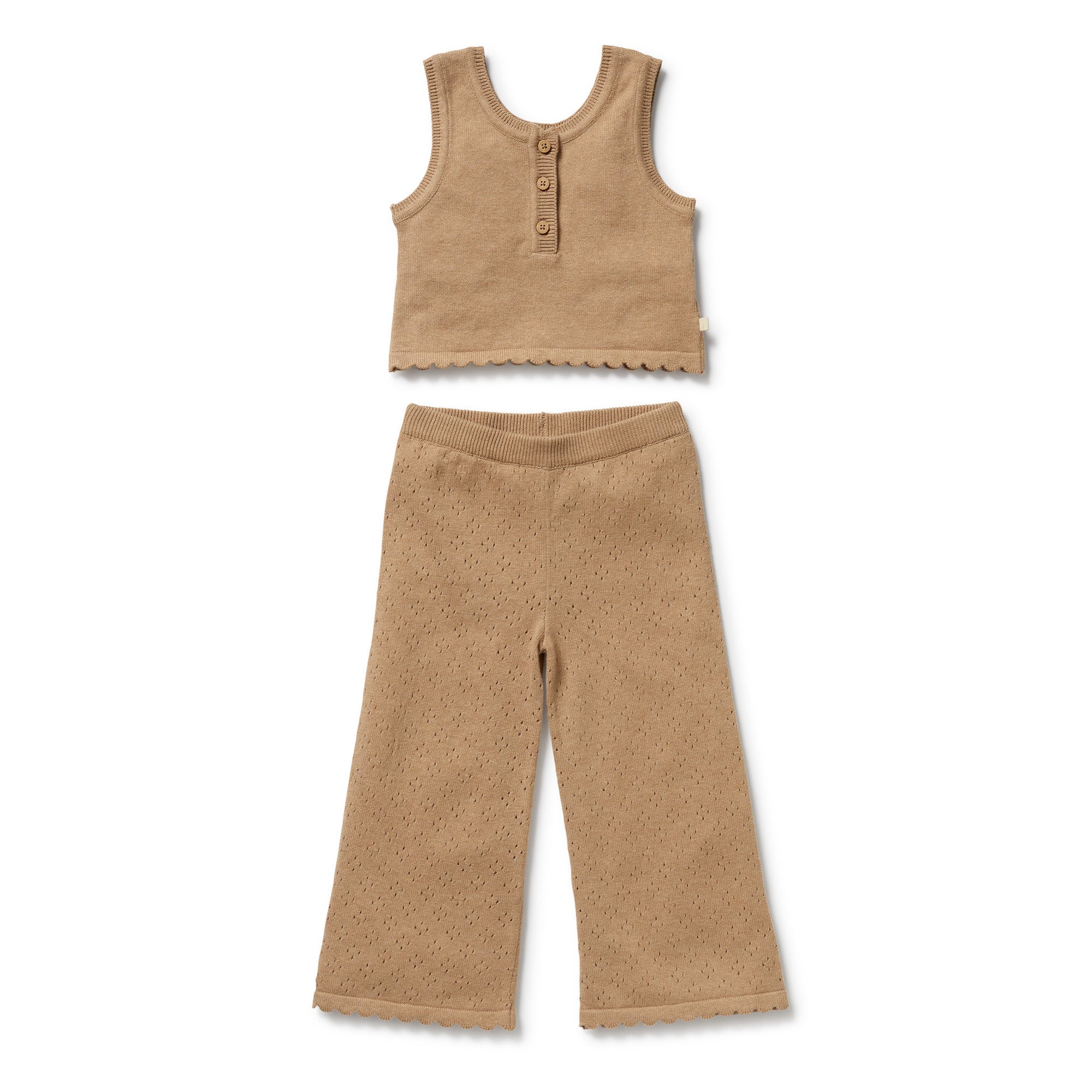 Oat sleeveless top and flared pants set for kids