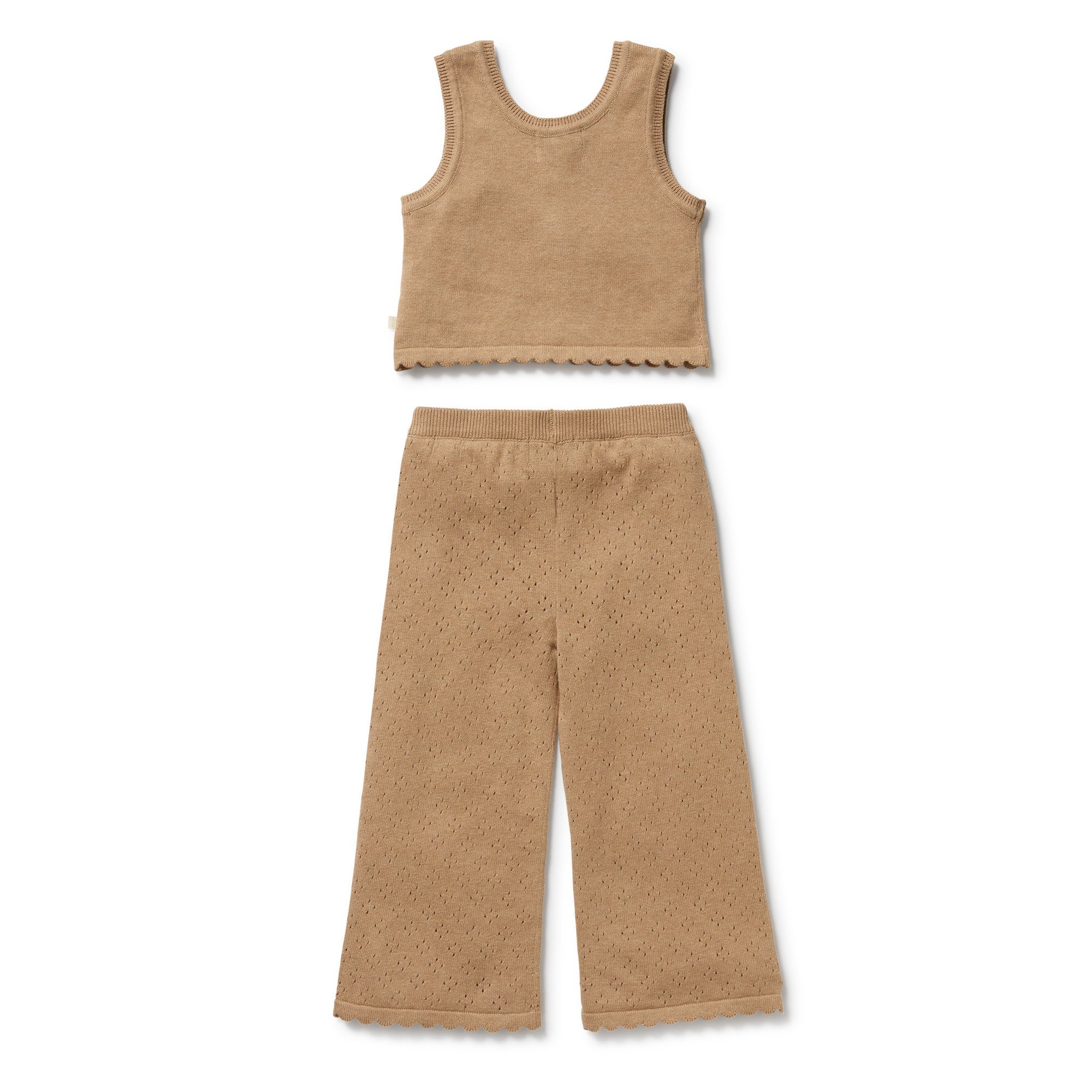 Oat sleeveless top and flared pants set for kids